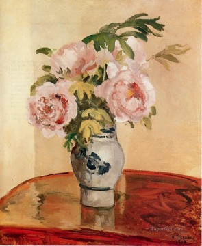 peonías rosas 1873 Camille Pissarro Pinturas al óleo